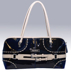 Bella Bianca ladies leather handbag Aletta blue and white