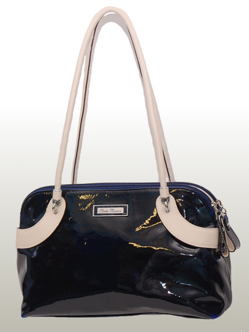 Bella Bianca ladies leather handbag  Chloe blue and white