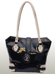 Bella Bianca Ladies leather handbag Stella  Blue and White